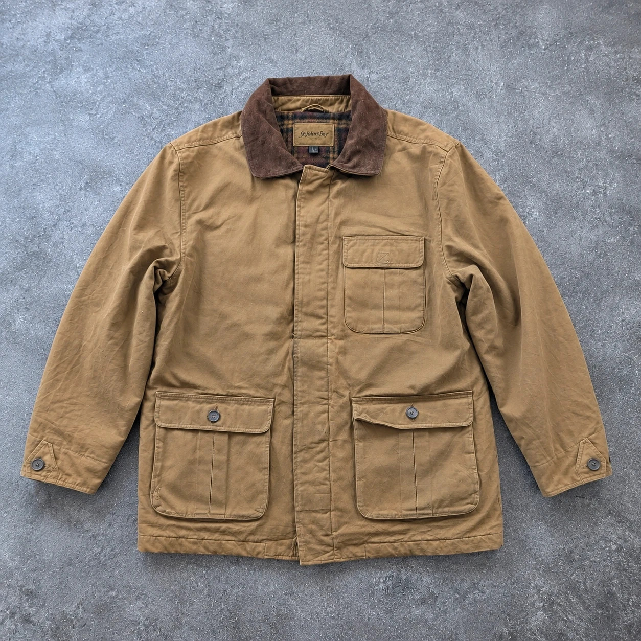 St. John’s Bay veste workwear vintage L Field Jacket toile doublée col suédine