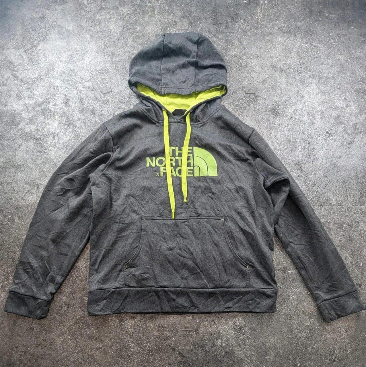 Sweat à capuche The North Face gris chiné vert fluo M hoodie outdoor streetwear techwear – The North Face – taille S 2
