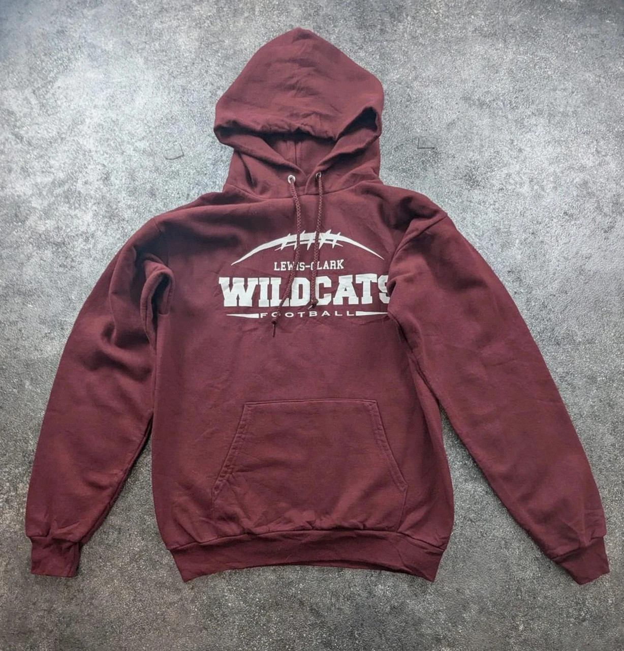 Sweat hoodie Wildcats Lewis Clark football bordeaux S college Us vintage Port & Company