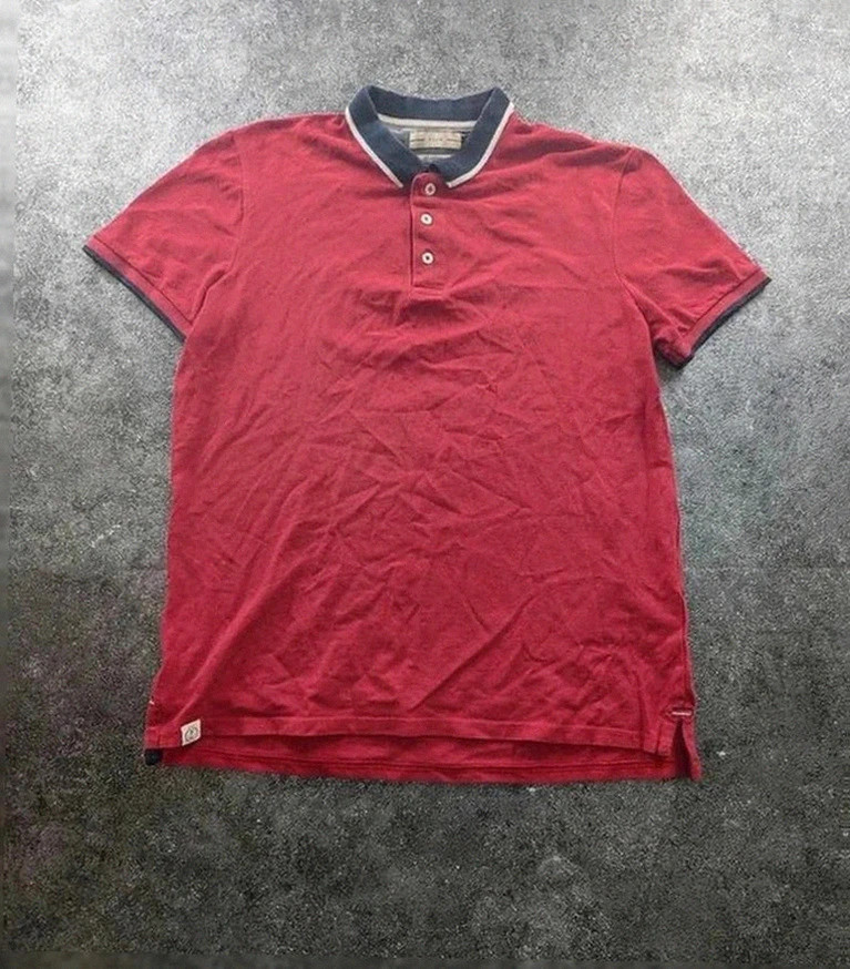polo celio rouge col marine style nautique coton style casual taille L
