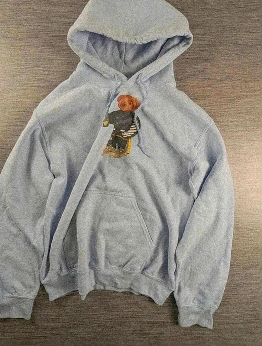 Sweat à capuche Gildan vintage heavy Blend– teddy bear print – bleu clair – taille S/M