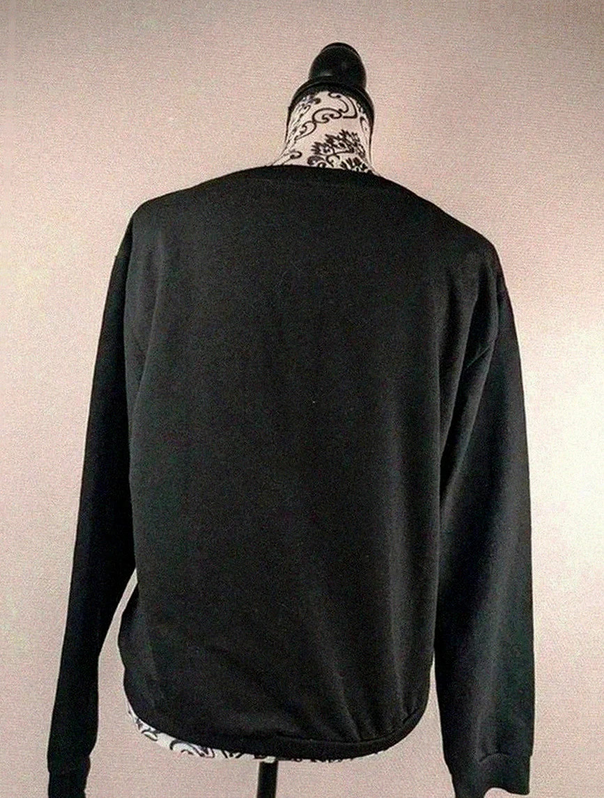 Sweat noir imprimé graphique “I don’t care” taille M vintage dressing imprimé artistique Pop art – Vintage Dressing – taille M / 38 / 10 5