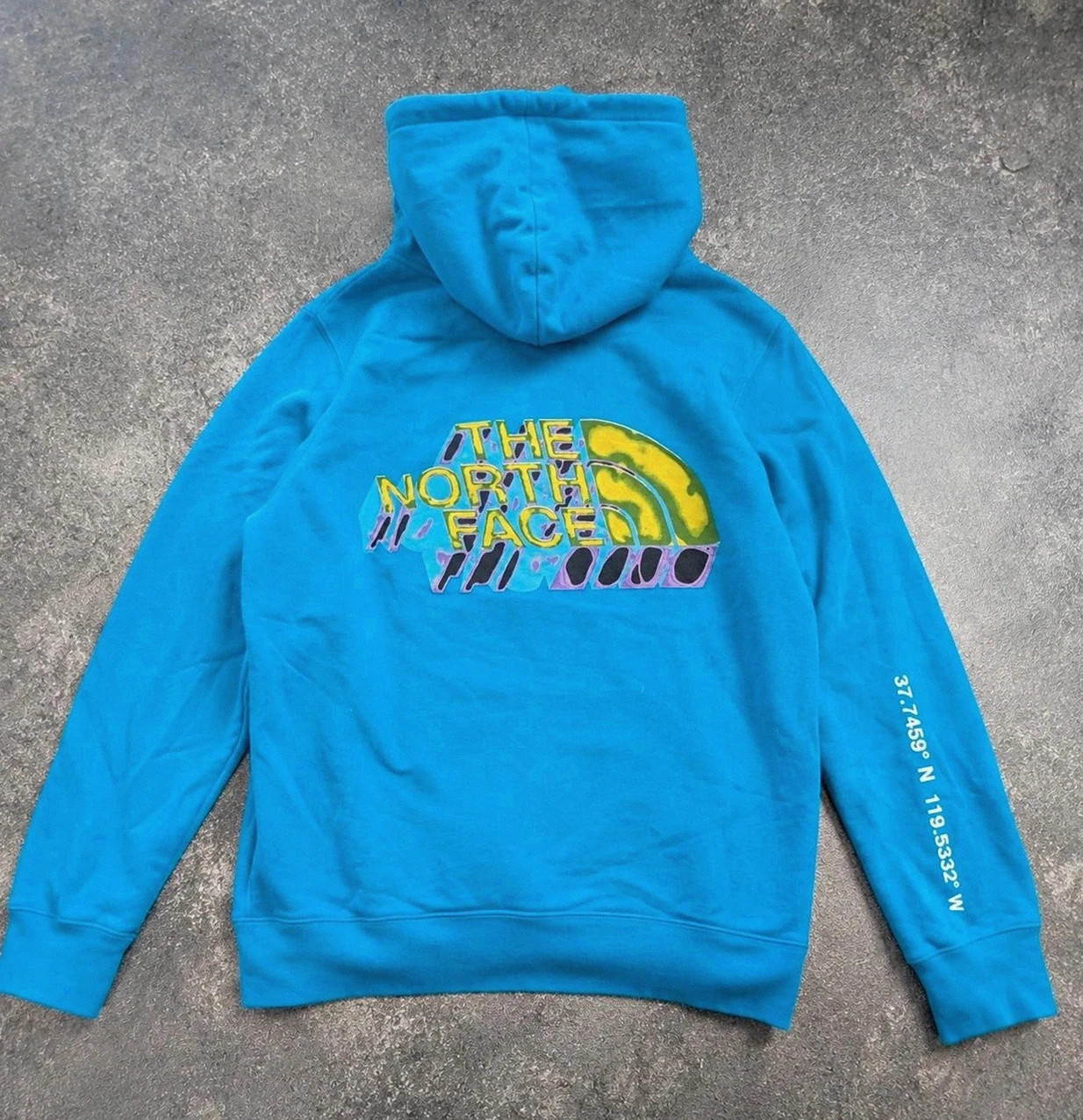Sweat à capuche The North Face graphique bleu turquoise coordonnées outdoor M