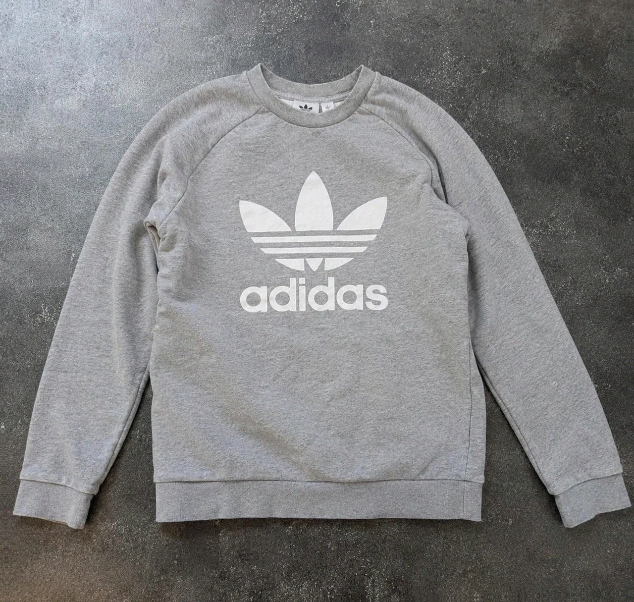 Sweat Adidas Originals Trefoil Gris Logo Blanc 100 % Coton Taille M Homme Unisexe