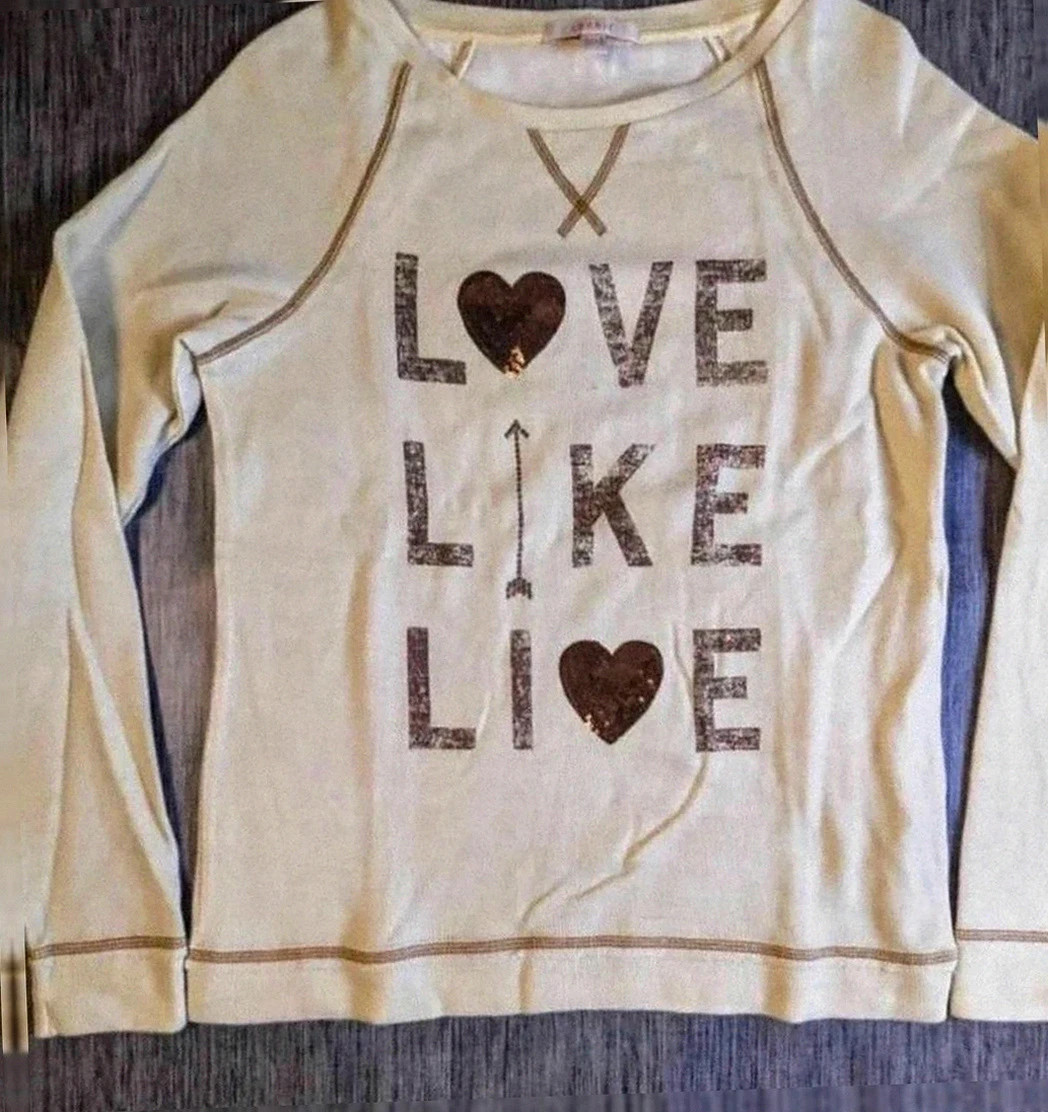 Sweat Esprit beige inscrition love sequins – Esprit – taille M / 38 / 10