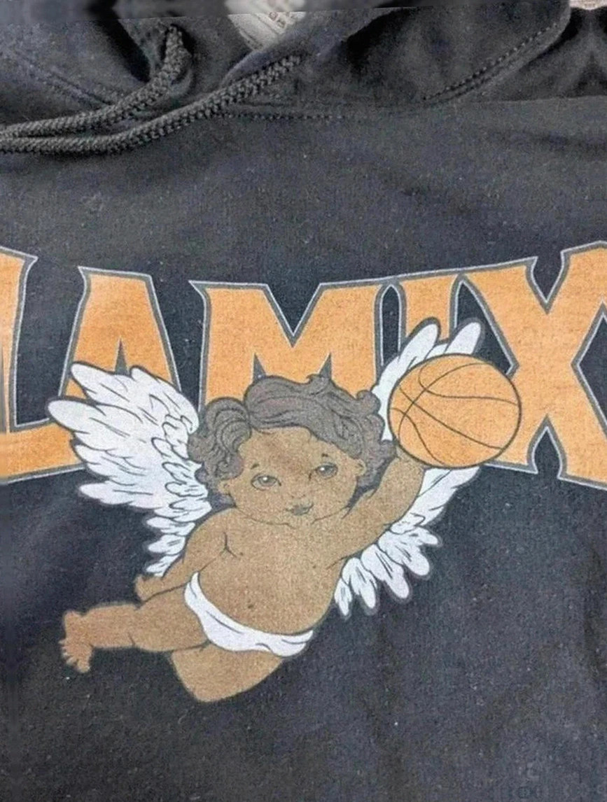 Sweat à capuche Gildan noir imprimé Lamix look basketball urbain streetwear vintage taille M – Gildan – taille M 3