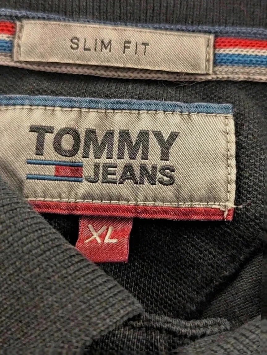 Polo Tommy Jeans noir slim fit coton logo brodé classique streetwear Xl – Tommy Jeans – taille XL 2