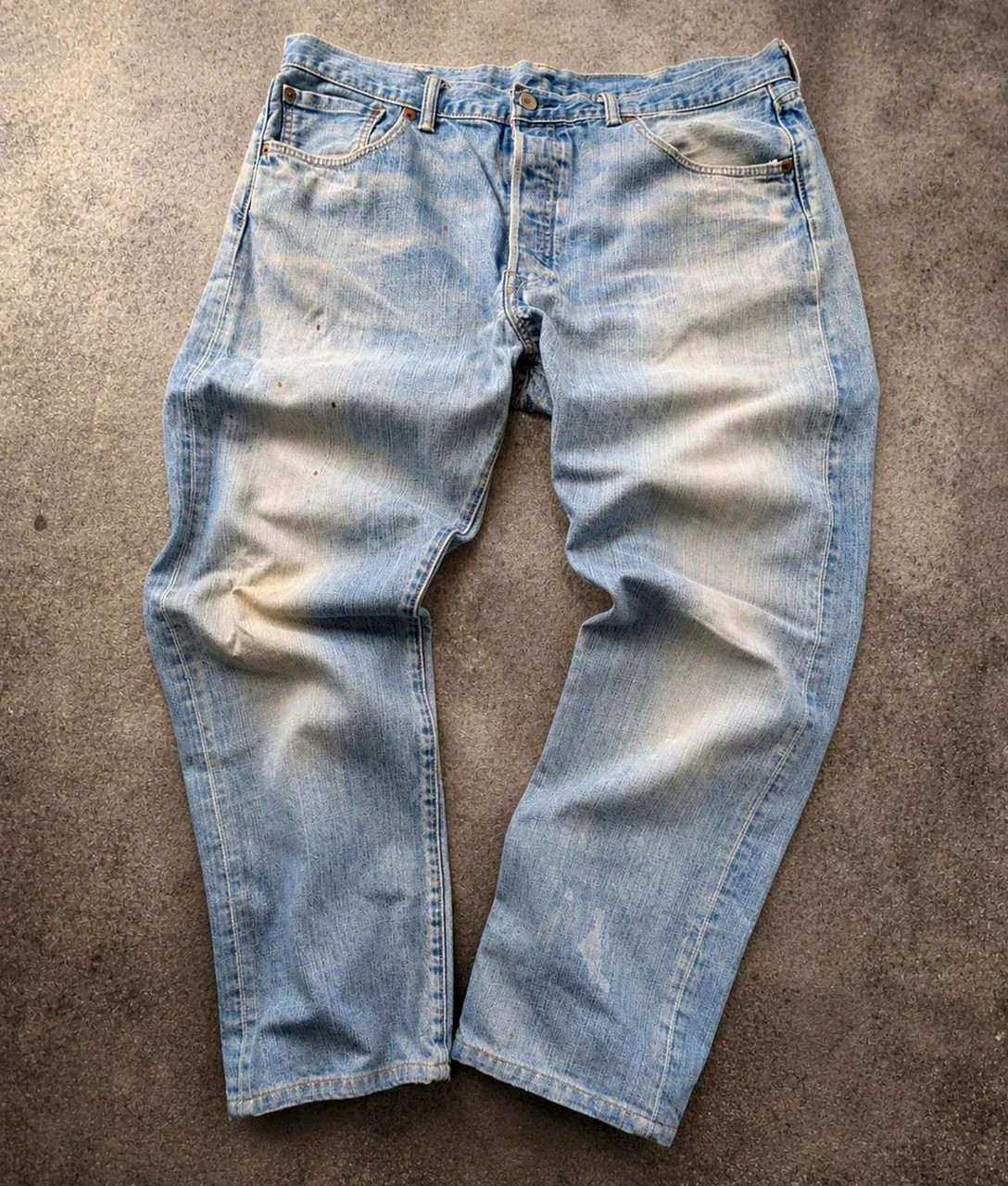 Jean Levi’s 501 W38 L32 straight fit denim vintage bleu clair coupe droite workwear streetwear rétro