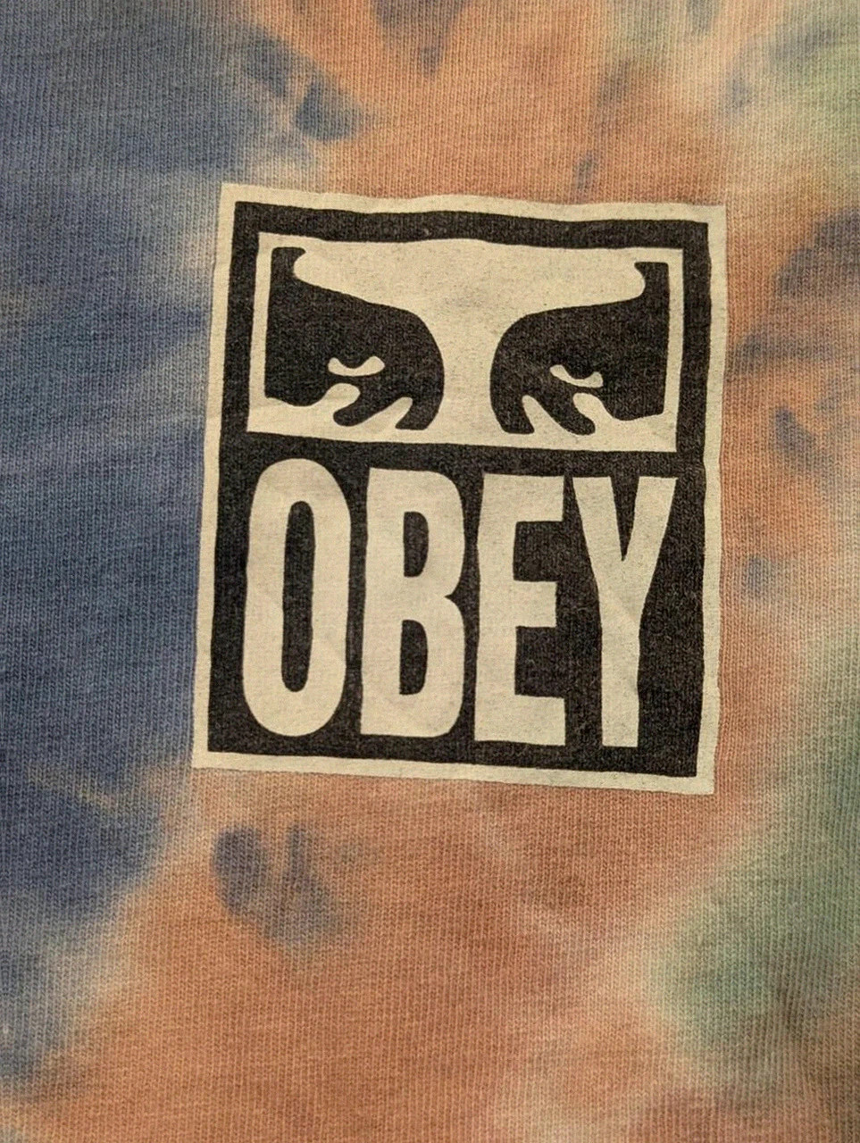 Long sleeve tie dye pastel Obey logo graphic streetwear skate Y2K M – Obey – taille M 4