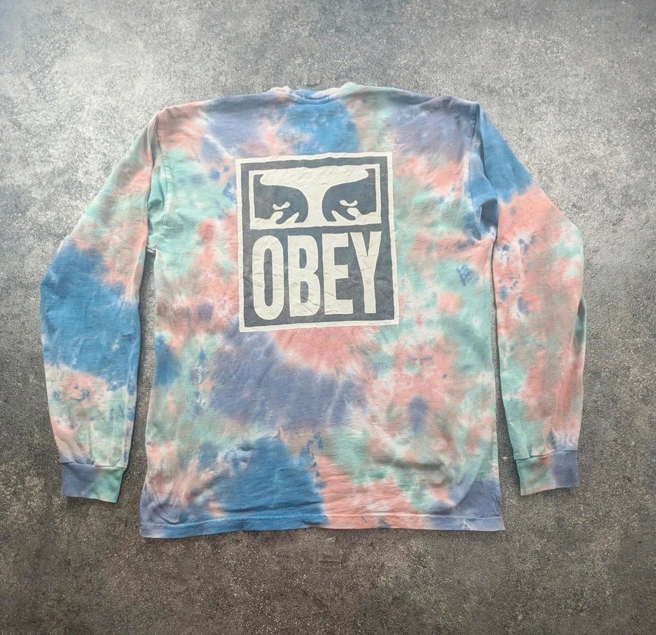 Long sleeve tie dye pastel Obey logo graphic streetwear skate Y2K M – Obey – taille M 2