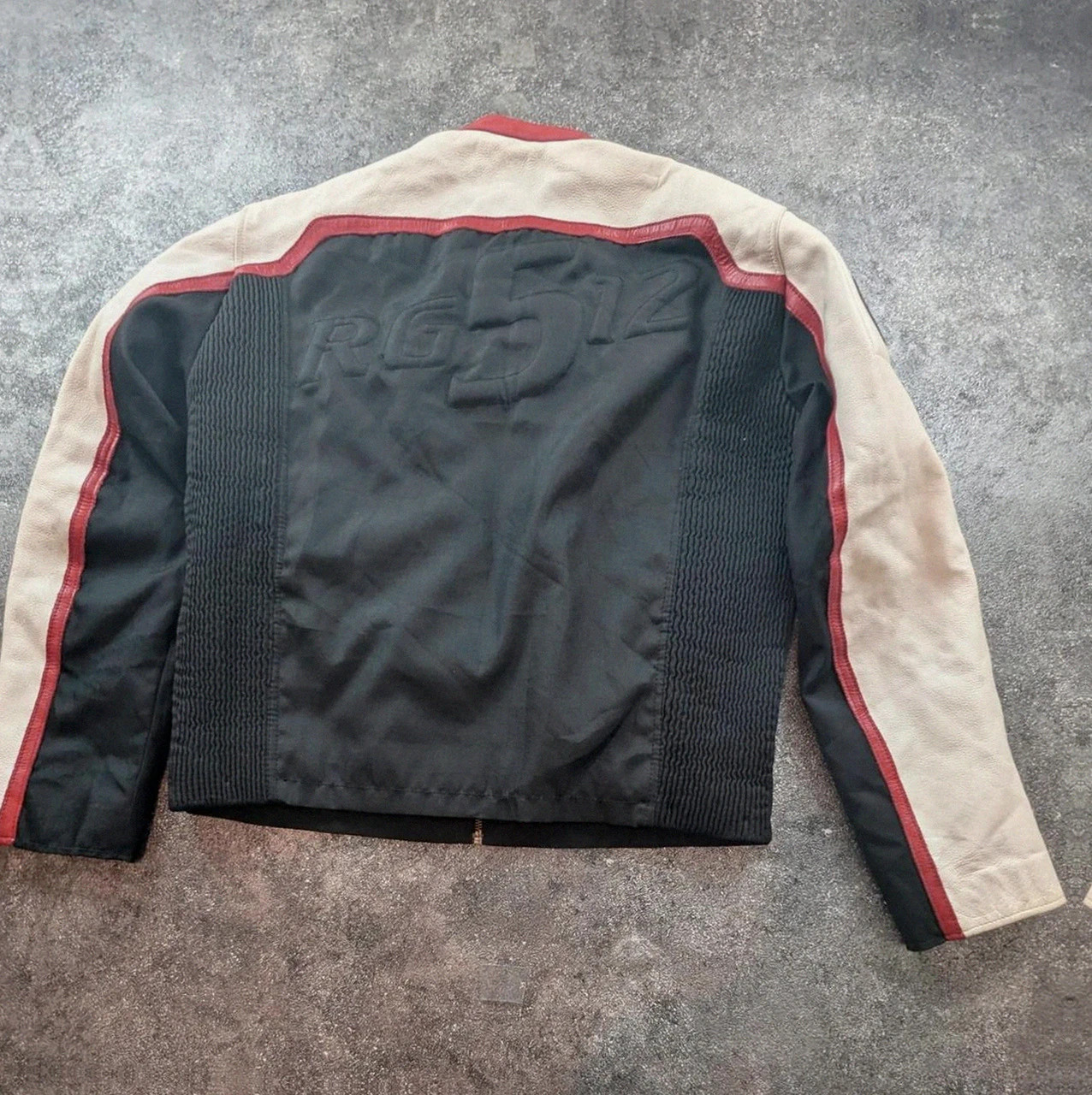 Veste biker moto racing RG512 cuir véritable Y2K noir rouge crème taille L – RG512 – taille L 3