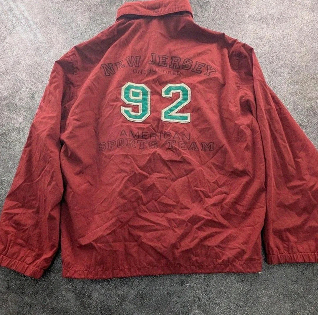 Veste vintage rouge Us college style varsity rétro coupe vent vintage dressing 192 basic – Vintage Dressing – taille XL 2