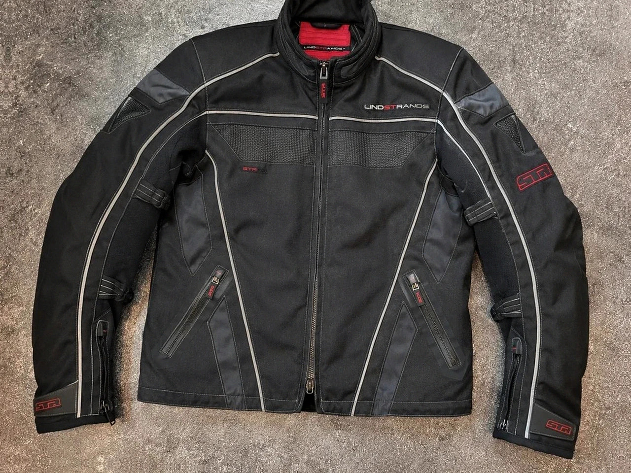 Veste moto Lindstrands Str Hi-Art respirante réfléchissante noir rouge S