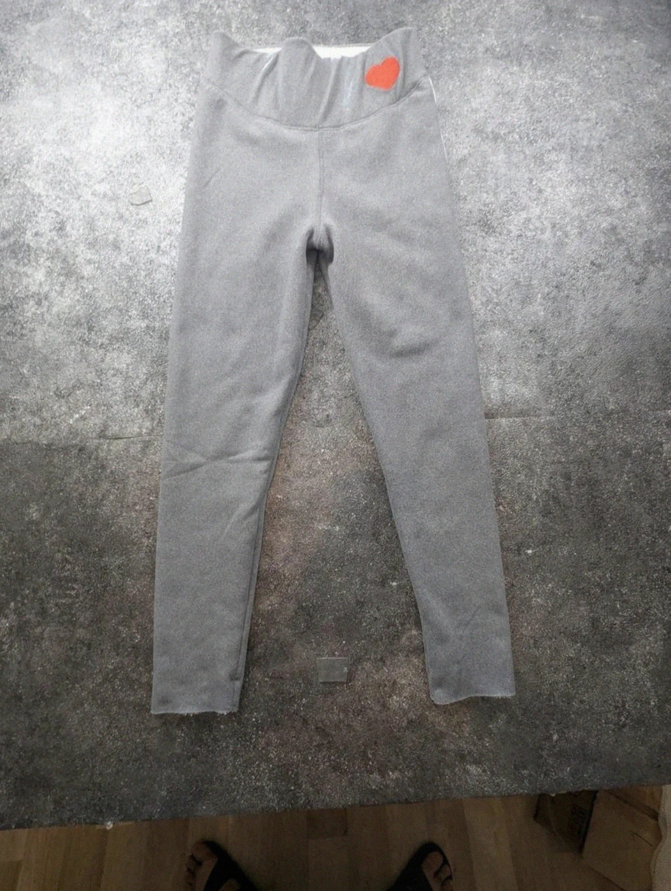 Chantal Thomass Legging Polaire Gris Cœur Brodé S/M – Doublure Sherpa Chaud Hiver Cocooning – Chantal Thomass – taille S / 36 / 8 3