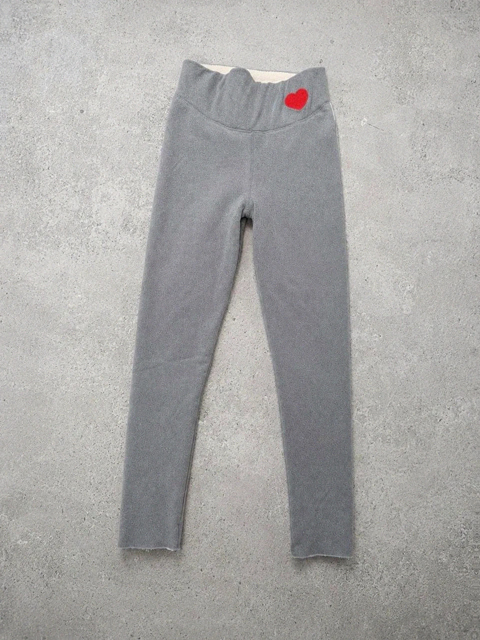 Chantal Thomass Legging Polaire Gris Cœur Brodé S/M – Doublure Sherpa Chaud Hiver Cocooning – Chantal Thomass – taille S / 36 / 8