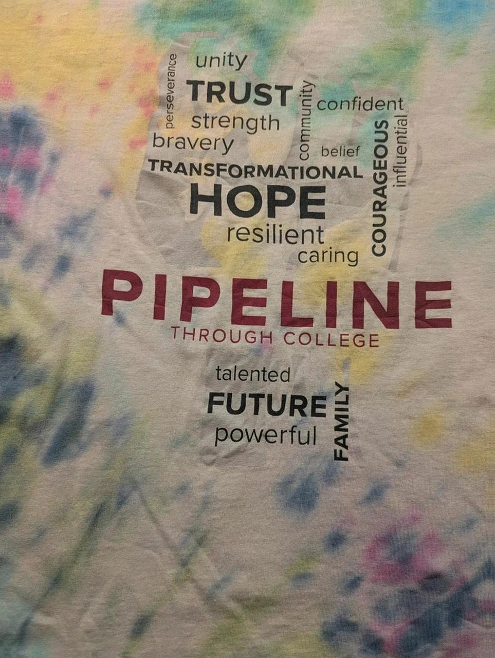 T-shirt Pipeline Through College tie dye pastel multicolore oversized surf skate festival Y2K L – Vintage Dressing – taille L 5
