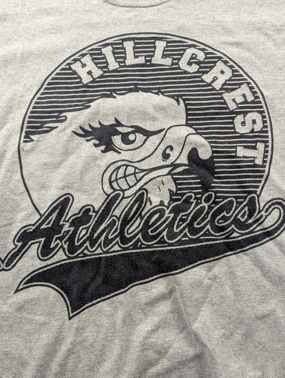 T-shirt Hillcrest Athletics vintage university college gris logo oversized M – Gildan – taille M 3