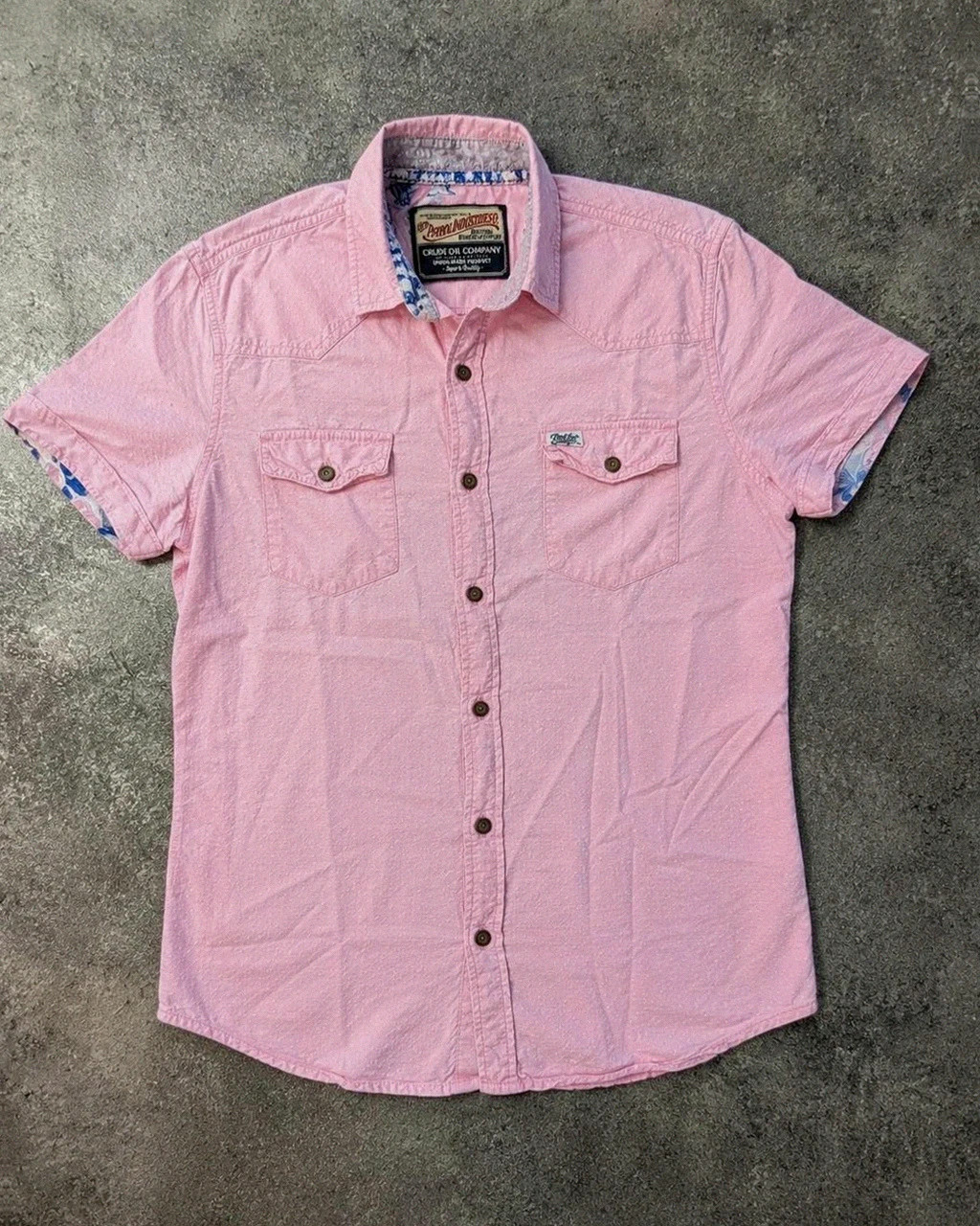 Chemise Petrol Industries Western Rose Texturée Homme Xl (coupe près du corps,