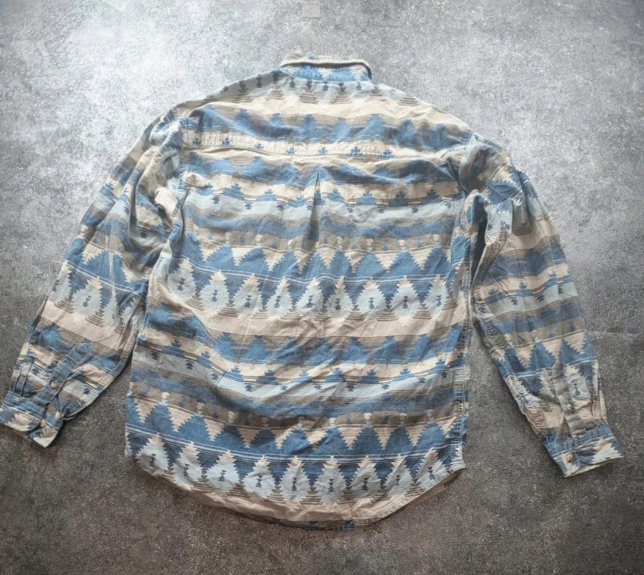 Chemise Ever Blue Vintage Motif Navajo Aztèque Southwestern Western – Xl – Vintage Dressing – taille XL 3
