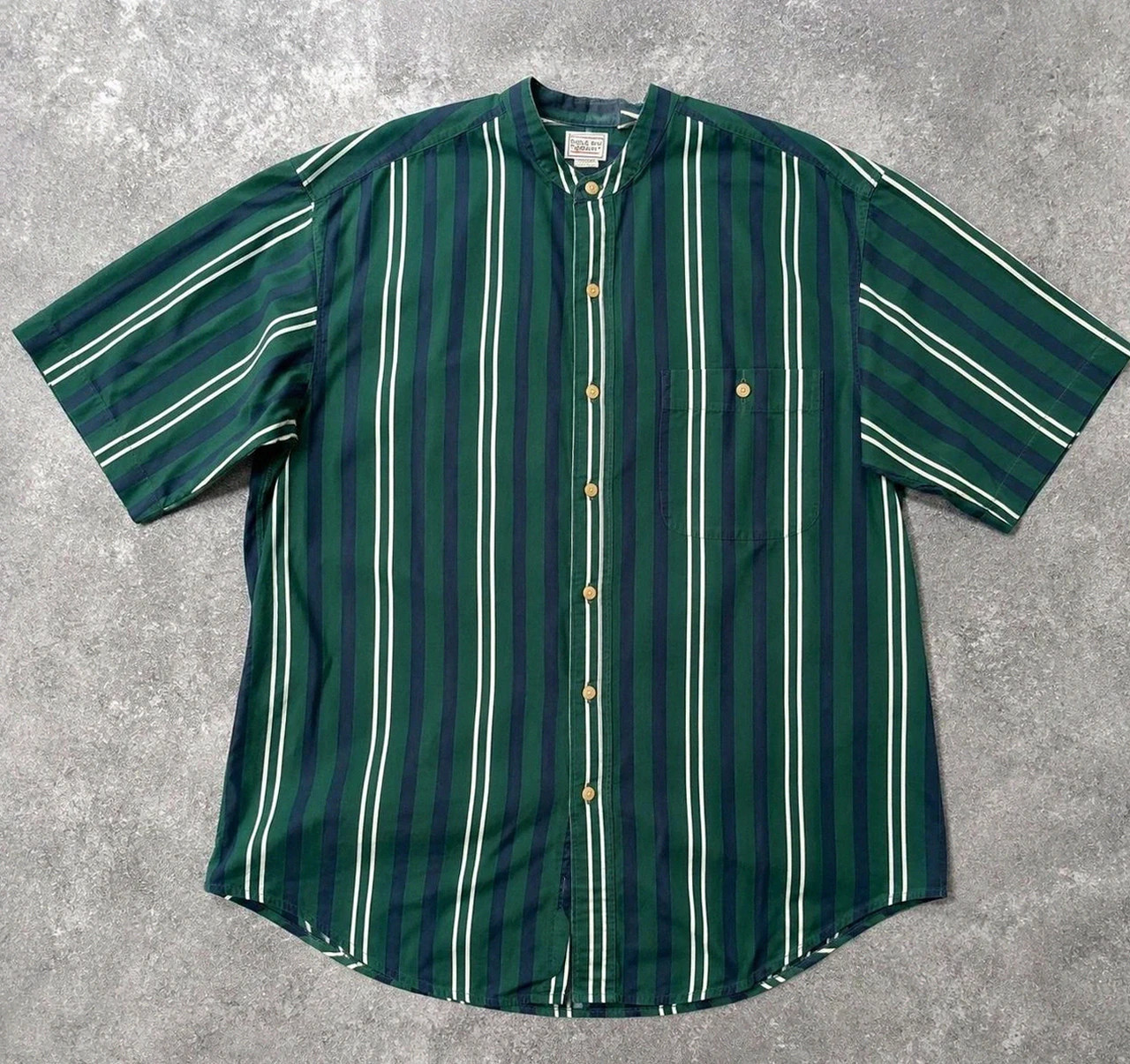 Bugle Boy chemise vintage 90s rayée vert bleu Xl oversize preppy grandpa – Bugle Boy – taille XL