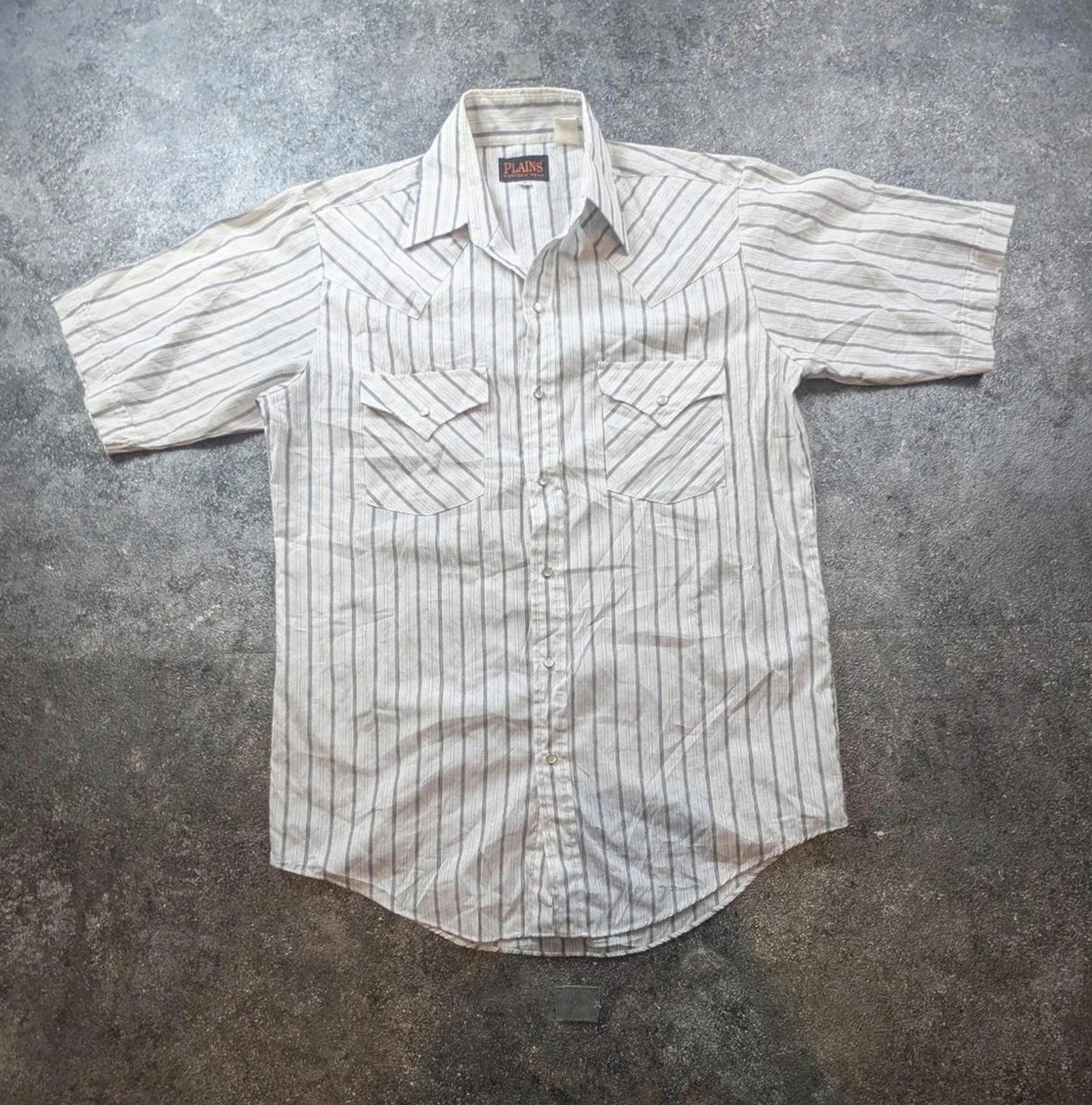 Plains Western Wear chemise western cowboy Pearl Snap rayée texturée S – Vintage Dressing – taille S 2