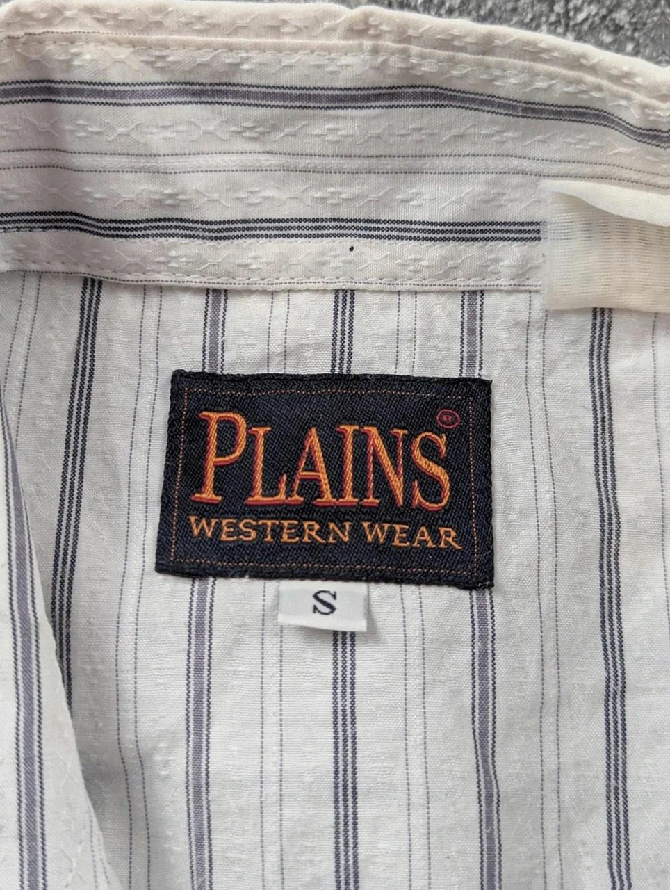 Plains Western Wear chemise western cowboy Pearl Snap rayée texturée S – Vintage Dressing – taille S 3