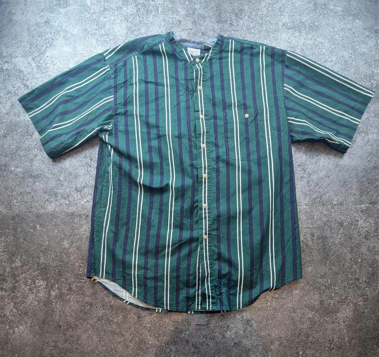 Bugle Boy chemise vintage 90s rayée vert bleu Xl oversize preppy grandpa – Bugle Boy – taille XL 2