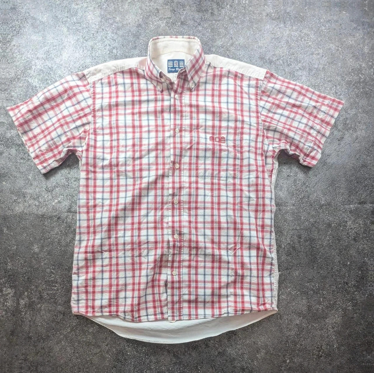 Chemise Serge Blanco Rugby 15 à carreaux M – Manches courtes – Preppy Vintage Sportswear – Serge Blanco – taille M 2