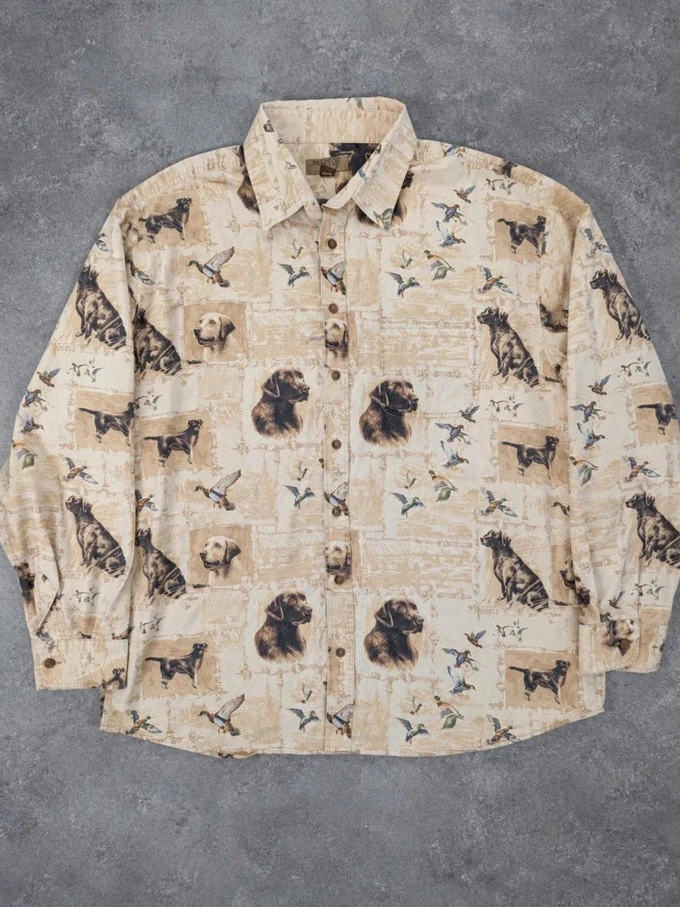 Chemise Morgan Creek Outfitters Xl Vintage Hunting Chiens Canards 100% Coton Made in Korea – Vintage Dressing – taille XL
