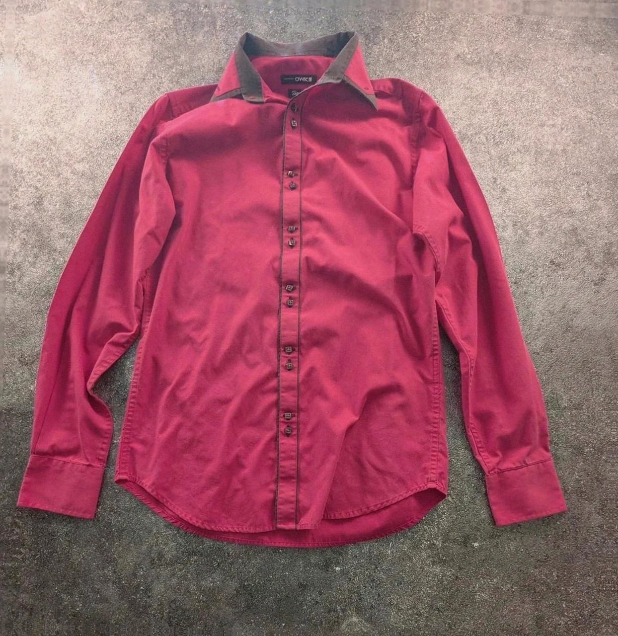 Chemise Owk slim fit rouge col contrasté vintage casual M