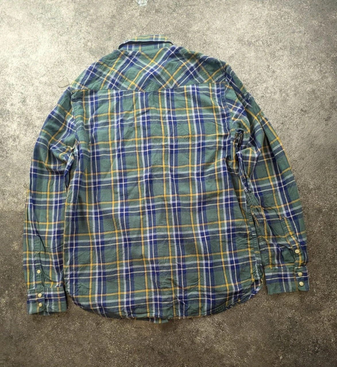 Chemise western Lucky Brand à carreaux vert bleu – Cowboy Pearl Snap M – Lucky Brand – taille M 3