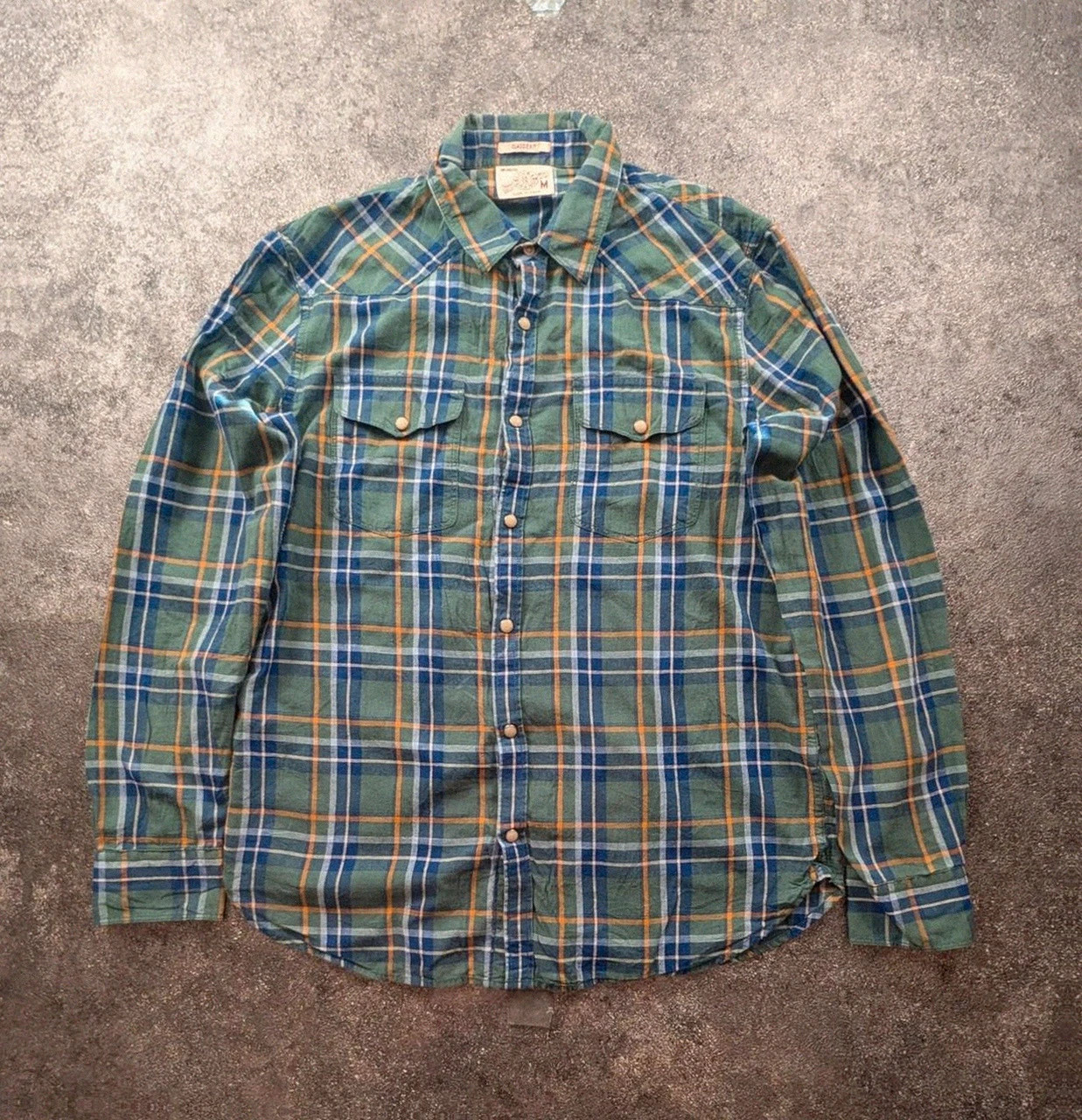 Chemise western Lucky Brand à carreaux vert bleu – Cowboy Pearl Snap M – Lucky Brand – taille M 2
