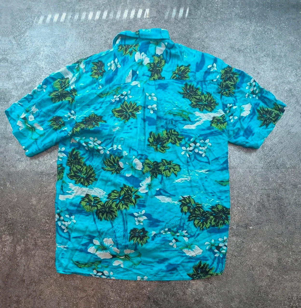 Chemise hawaïenne Prairie Shirts viscose tropicale bleu floral aloha vintage 39/40 L Xl – Vintage Dressing – taille L 2