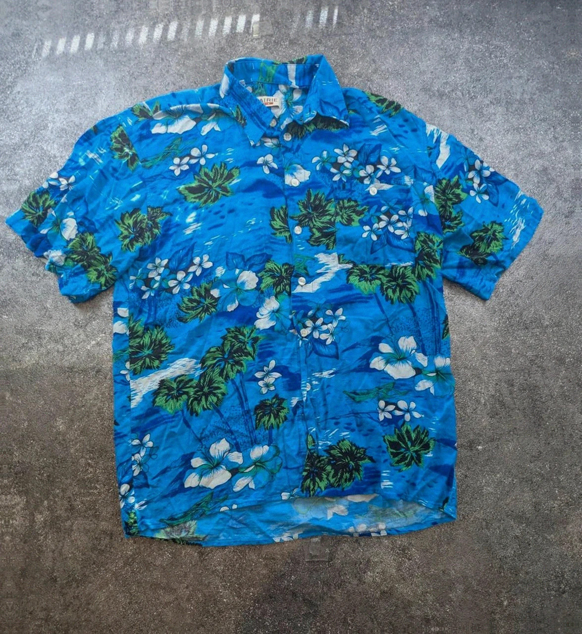Chemise hawaïenne Prairie Shirts viscose tropicale bleu floral aloha vintage 39/40 L Xl – Vintage Dressing – taille L 3