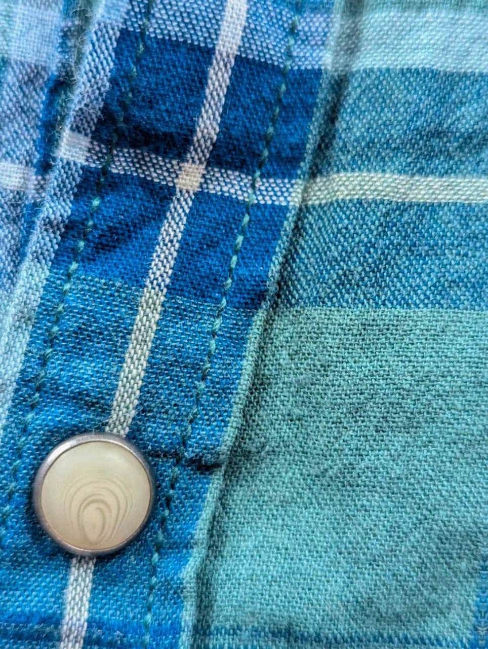 Chemise western Lucky Brand à carreaux vert bleu – Cowboy Pearl Snap M – Lucky Brand – taille M 5