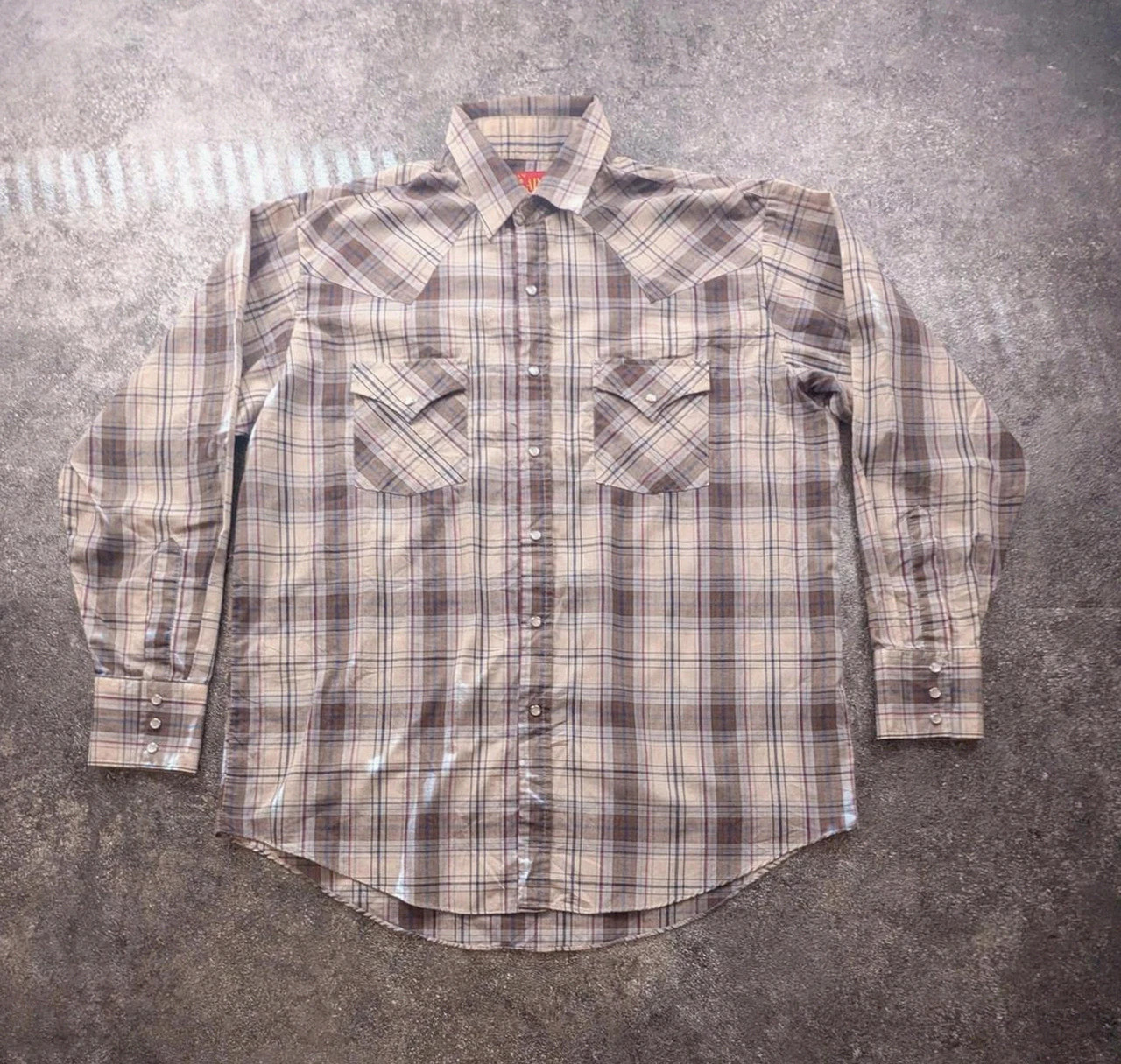 Chemise western Ely Plains vintage à carreaux – Cowboy Pearl Snap taille L – Vintage Dressing – taille L 3