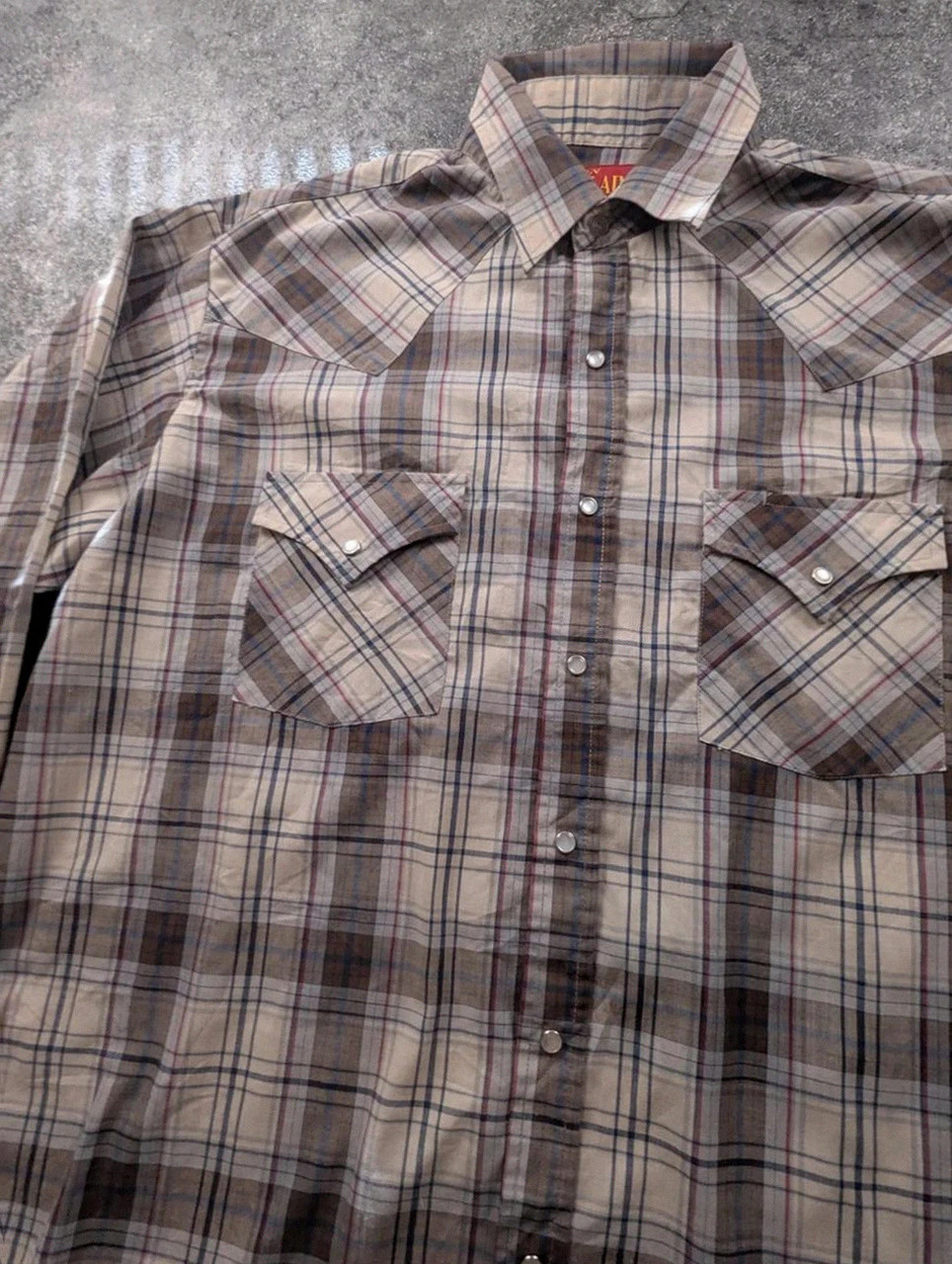 Chemise western Ely Plains vintage à carreaux – Cowboy Pearl Snap taille L – Vintage Dressing – taille L 4