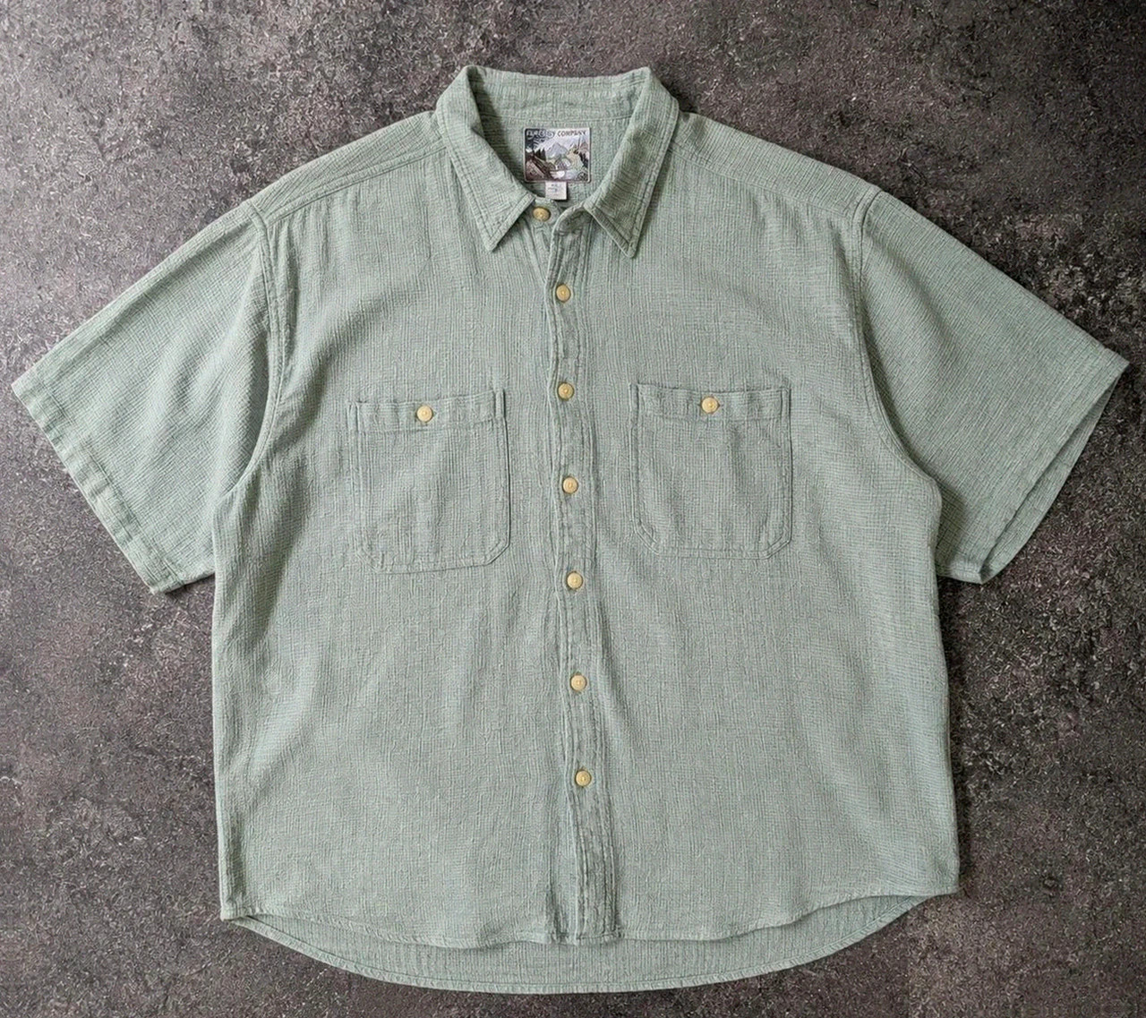 Chemise vintage Forestry Company Xl vert sauge – coton texturé gaufré – outdoor 90s gorpcore – Vintage Dressing – taille XL