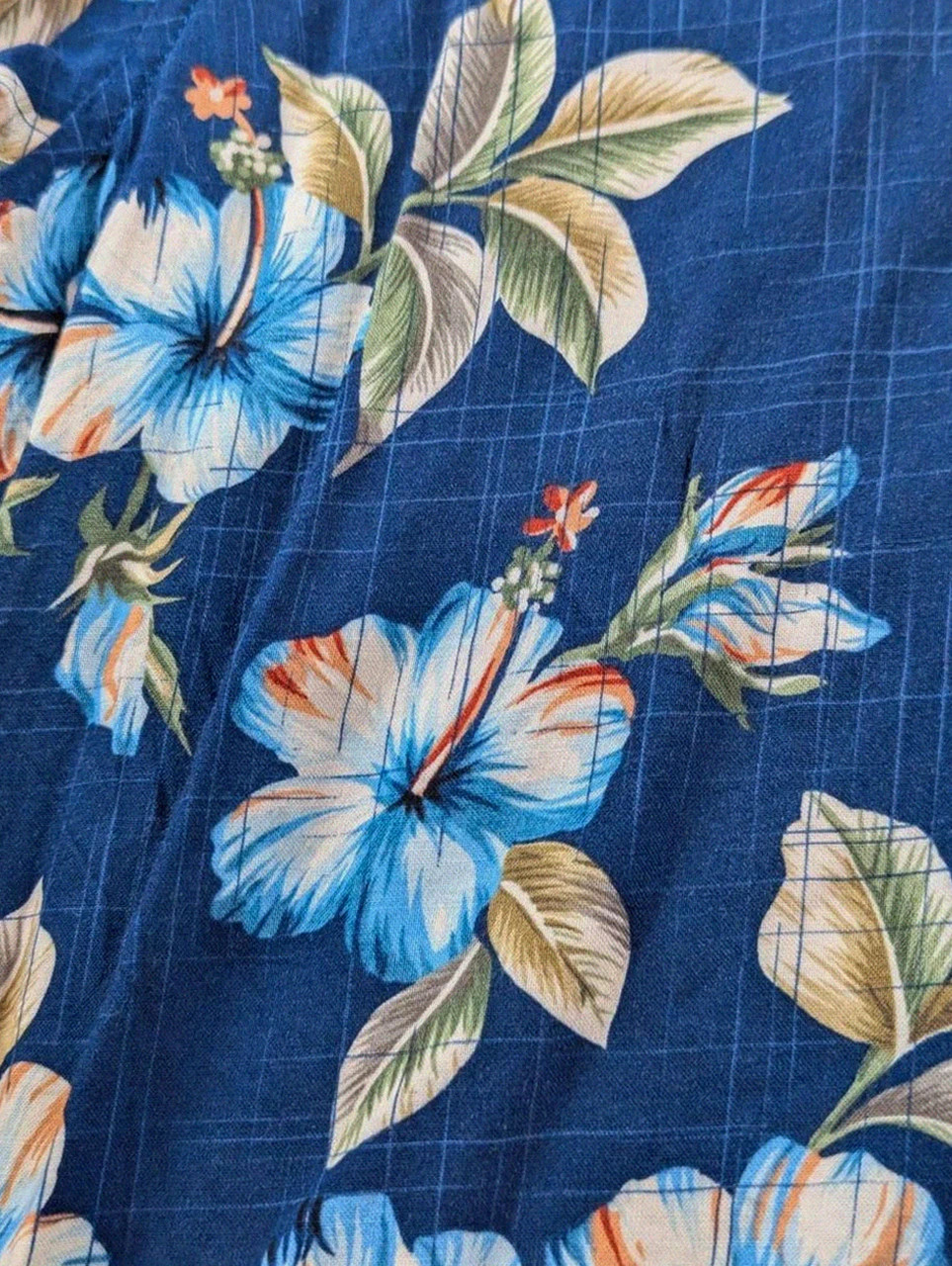Chemise hawaïenne Legand vintage floral bleu hibiscus viscose fluide beachwear M vintage dressing – Vintage Dressing – taille M 5