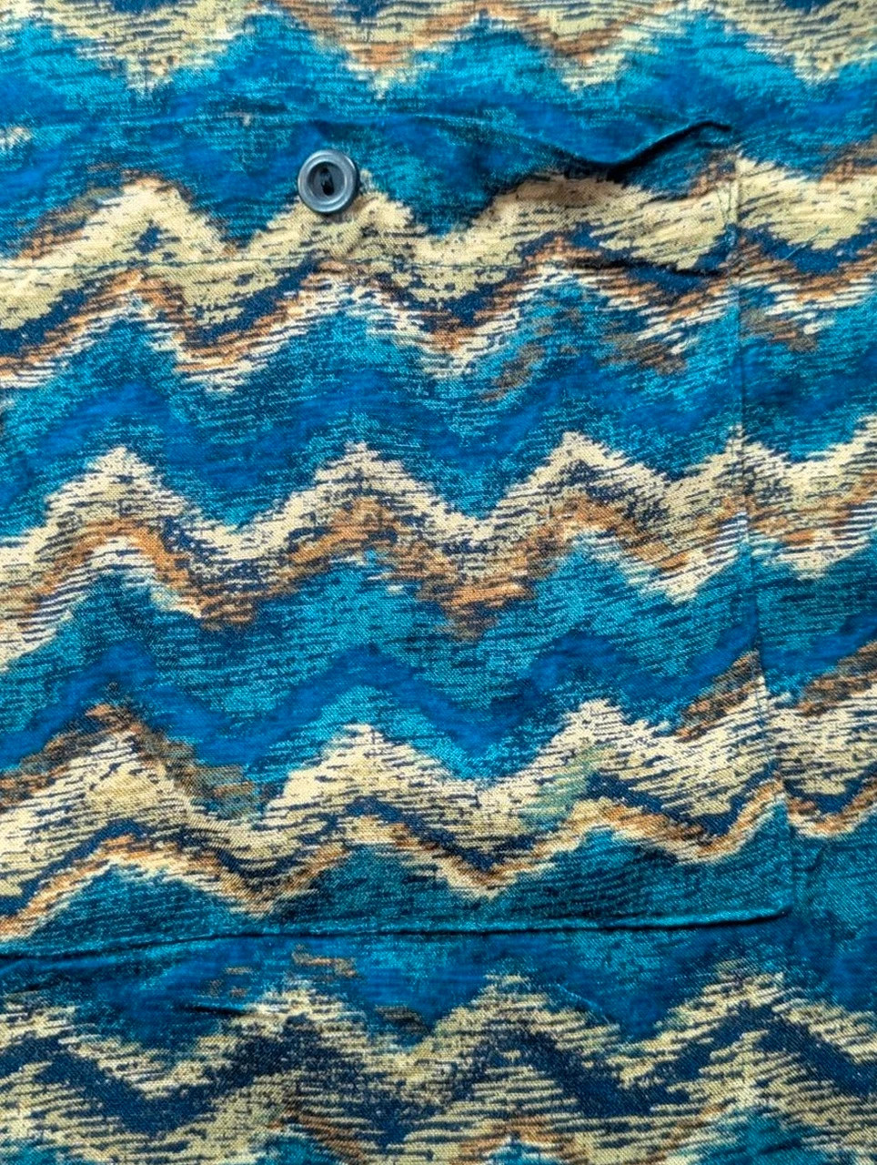 Chemise vintage 90s Natural Issue L motif abstrait géométrique bleu rayon rétro – Vintage Dressing – taille L 4