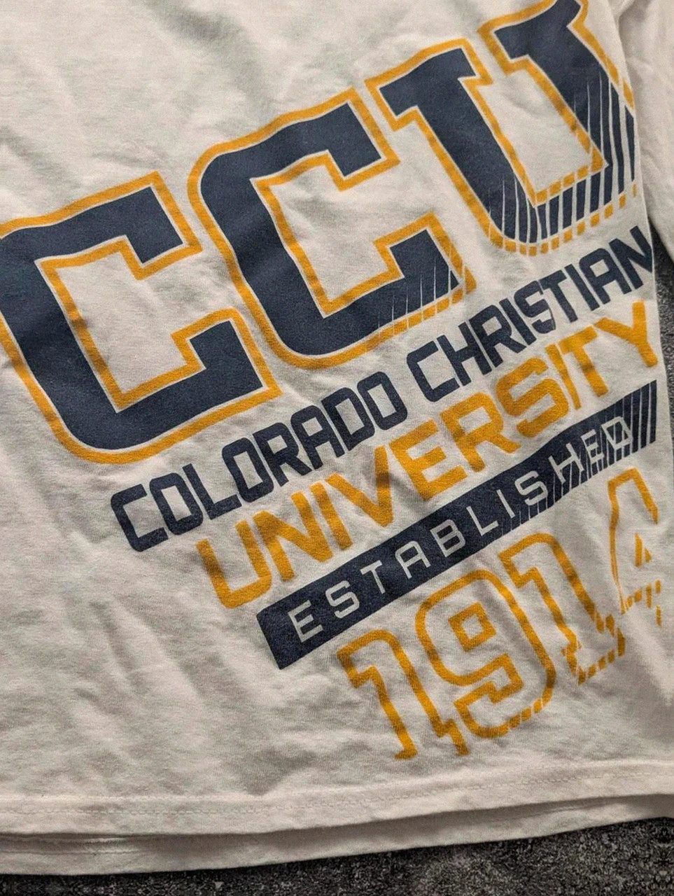 T-shirt manches longues Champion university college baseball Usa Xl blanc bleu jaune – Champion – taille XL 4