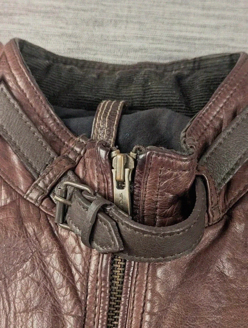Blouson cuir de bœuf marron Massimo Dutti style motard aviateur vintage taille Xxl belle patine – Massimo Dutti – taille XXL 3