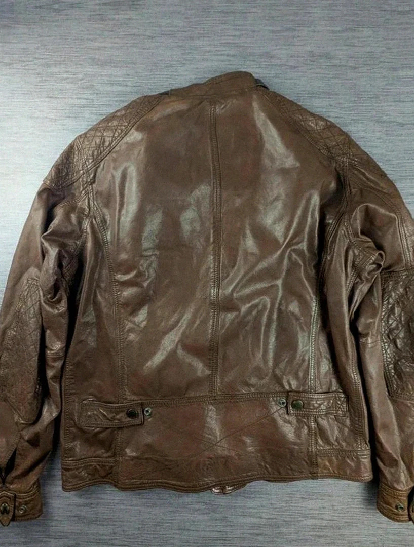 Blouson cuir de bœuf marron Massimo Dutti style motard aviateur vintage taille Xxl belle patine – Massimo Dutti – taille XXL 2