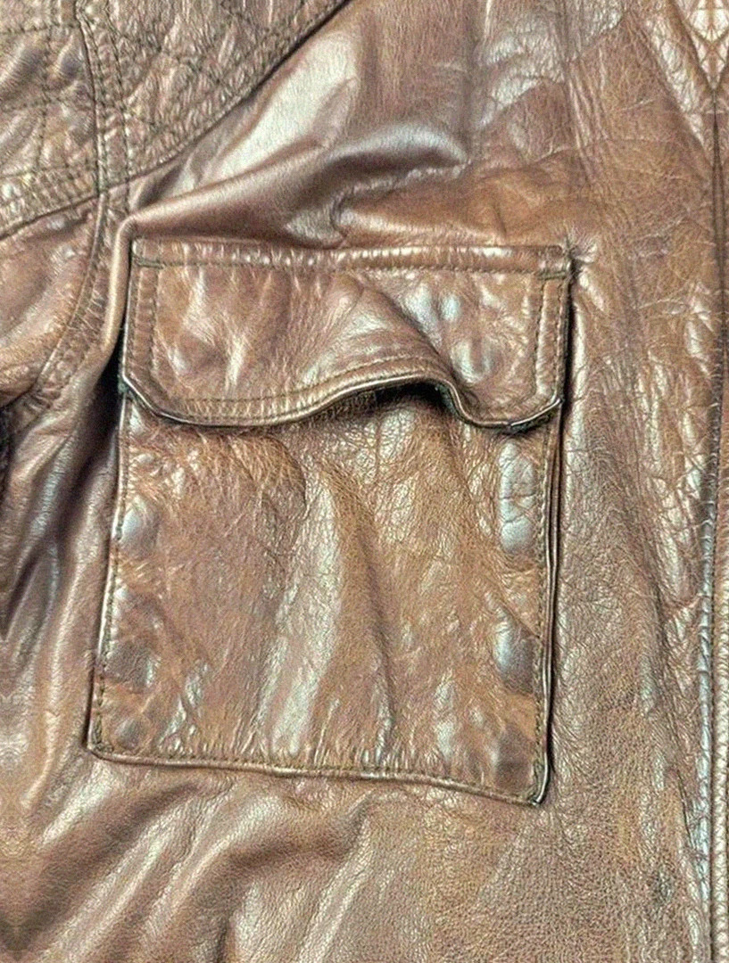 Blouson cuir de bœuf marron Massimo Dutti style motard aviateur vintage taille Xxl belle patine – Massimo Dutti – taille XXL 5