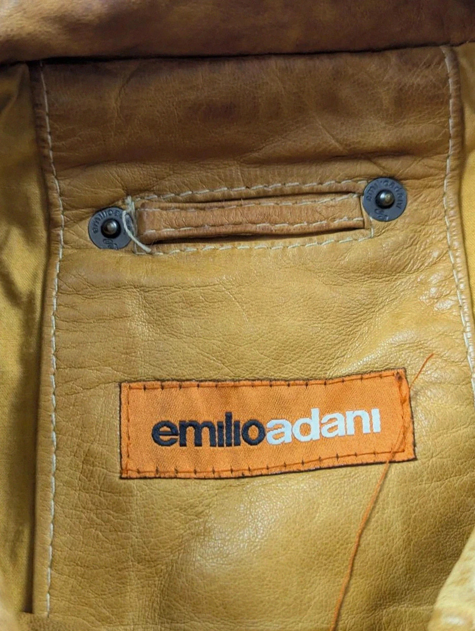 Emilio Adani veste cuir d’agneau Lamb Nappa T56 Xxl cognac biker moto vintage – Emilio Adani – taille XXL 4