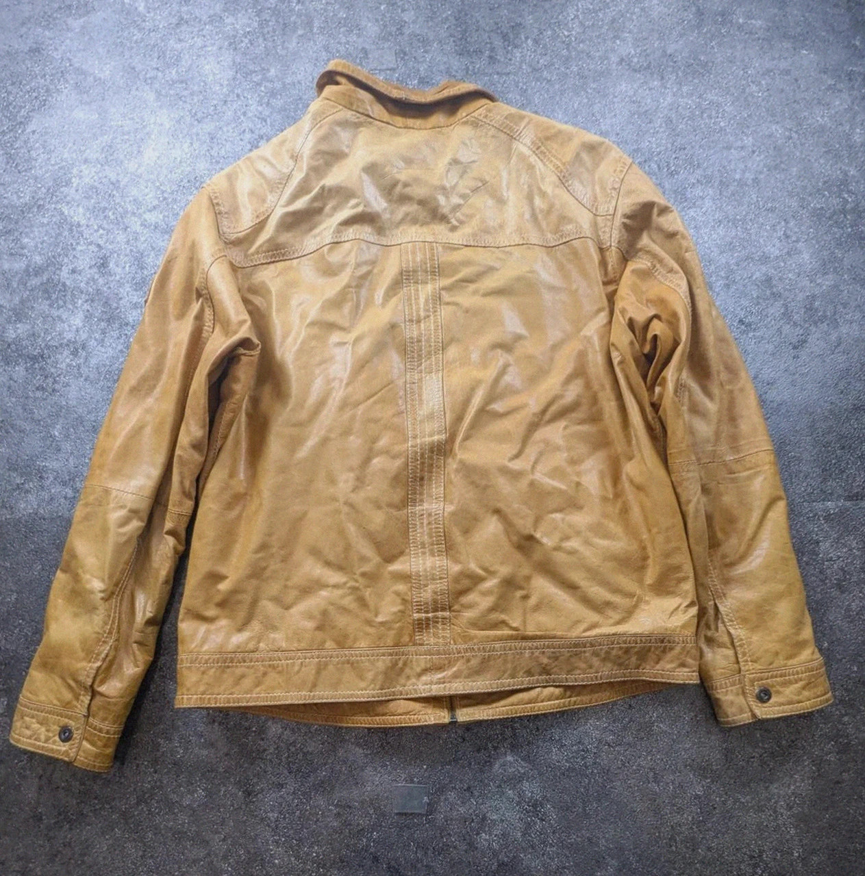 Emilio Adani veste cuir d’agneau Lamb Nappa T56 Xxl cognac biker moto vintage – Emilio Adani – taille XXL 3
