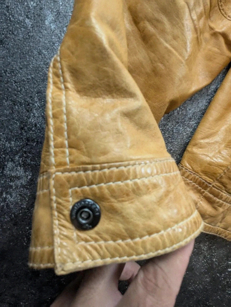 Emilio Adani veste cuir d’agneau Lamb Nappa T56 Xxl cognac biker moto vintage – Emilio Adani – taille XXL 5