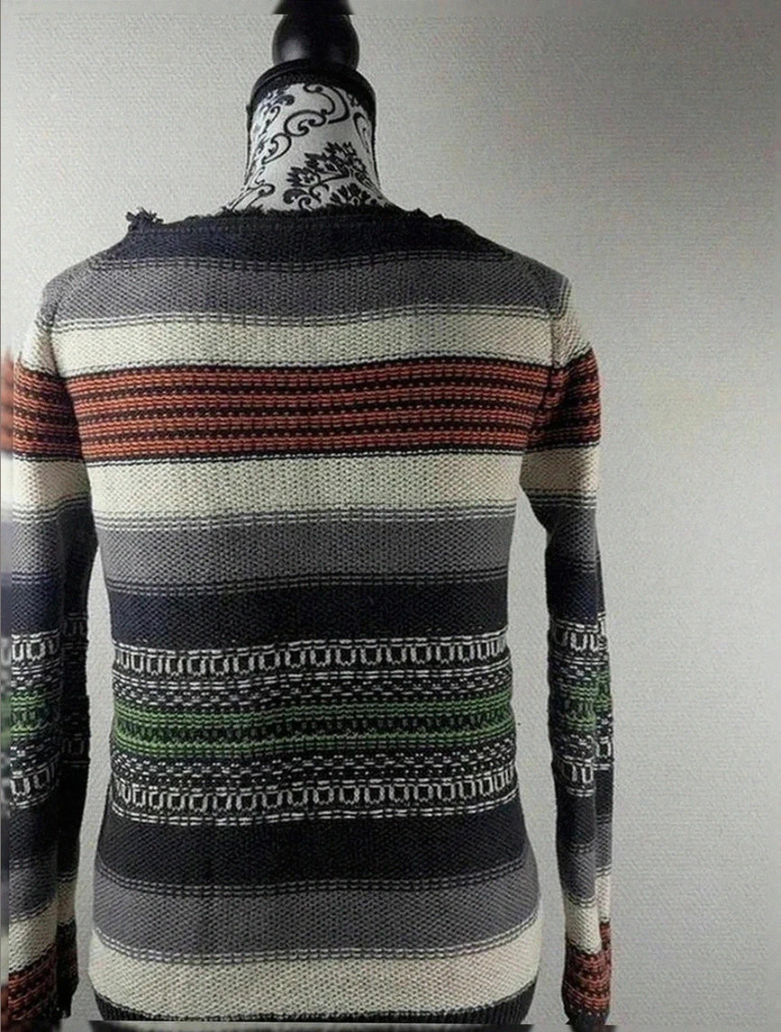 Pull rayé multicolore Maje modèle ondine coupe ajustée maille épaisse Coton fibre naturelle S – Maje – taille S / 36 / 8 3