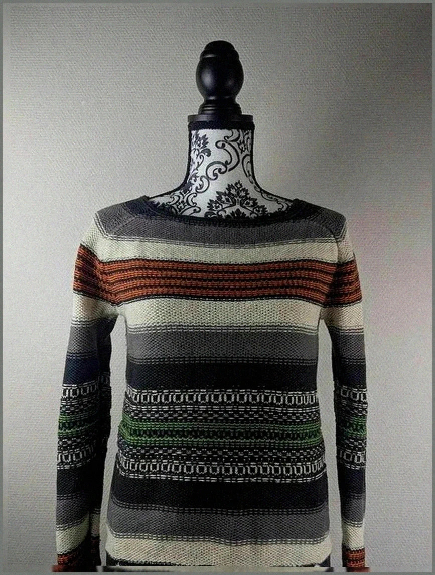 Pull rayé multicolore Maje modèle ondine coupe ajustée maille épaisse Coton fibre naturelle S