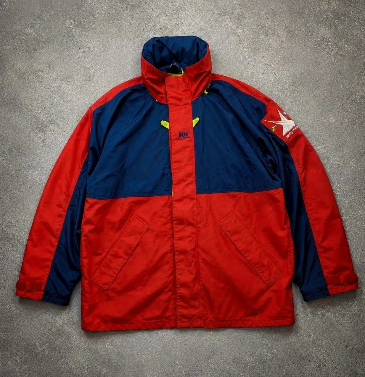 Veste Imperméable Helly Hansen Homme S Oversize Rouge Bleu Capuche Sailing Nautique Vintage